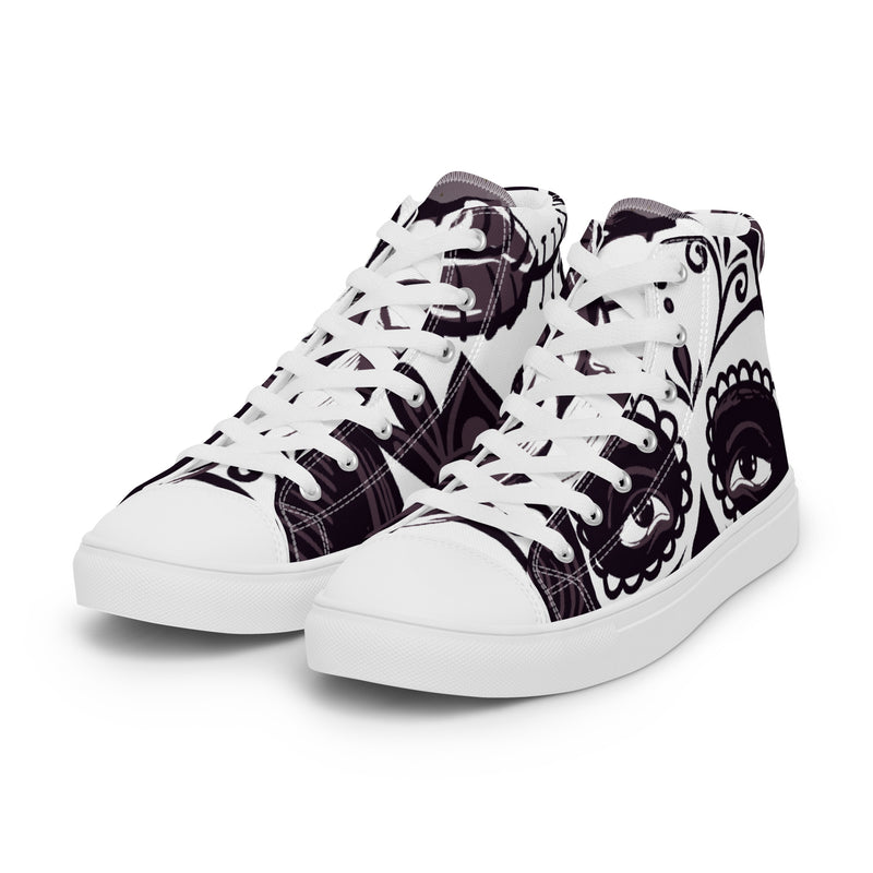Sugar Skull Art High Top #81 - Back View | HA!LO Canvas Sneakers