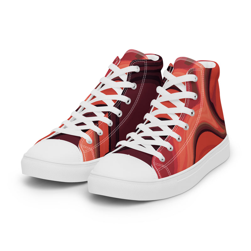 Red Lava High Top #83 - Back View | HA!LO Canvas Sneakers
