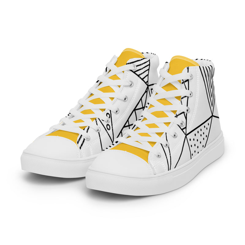 Geometric Line High Top #88 - Back View | HA!LO Canvas Sneakers