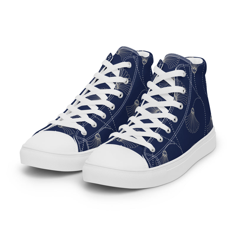 Navy Planet High Top #89 - Back View | HA!LO Canvas Sneakers