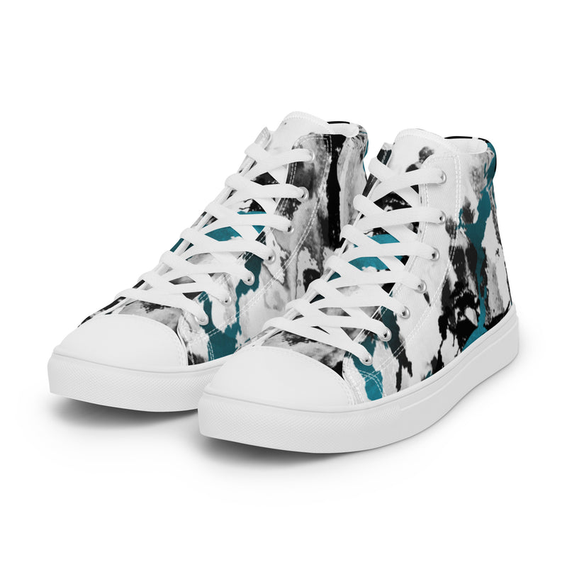Teal Splash High Top #92 - Back View | HA!LO Canvas Sneakers