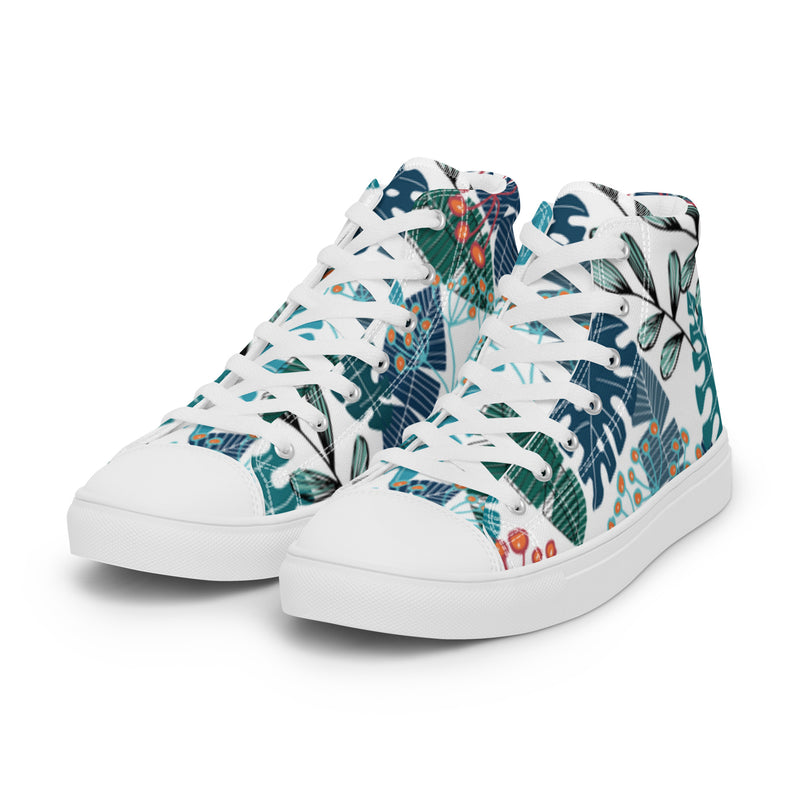 Monstera Palm High Top #96 - Back View | HA!LO Canvas Sneakers