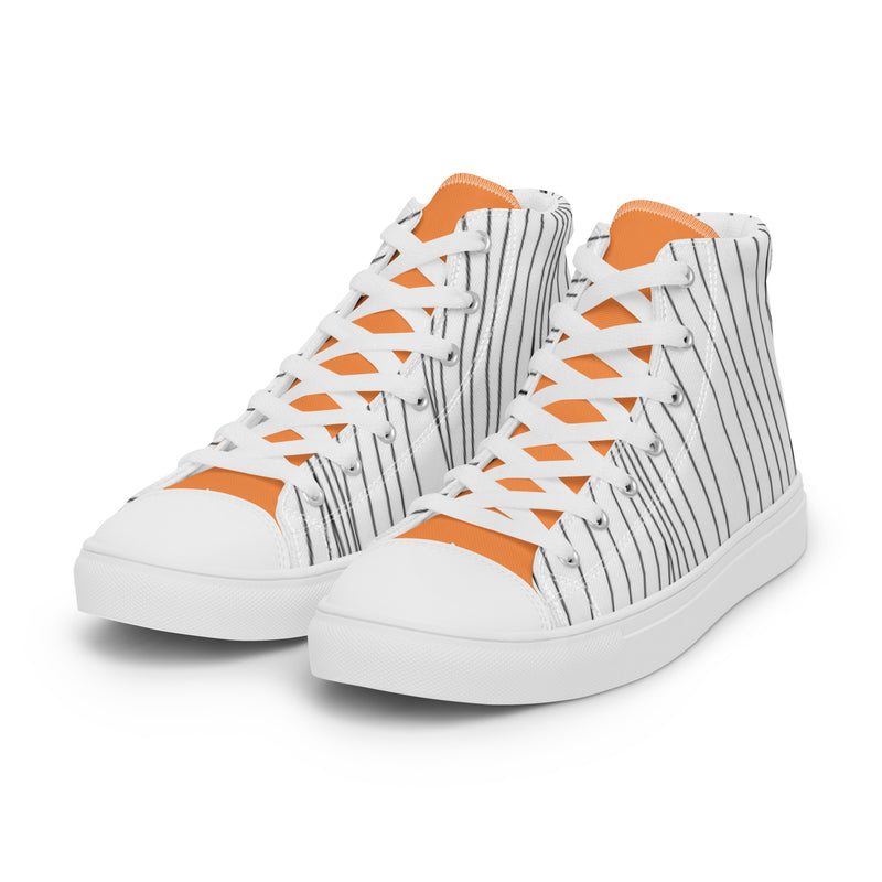 Orange Pinstripe High Top #99 - Back View | HA!LO Canvas Sneakers