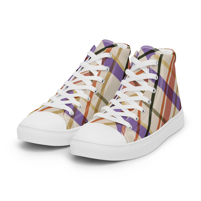 Autumn Plaid High Top #105 - Back View | HA!LO Canvas Sneakers