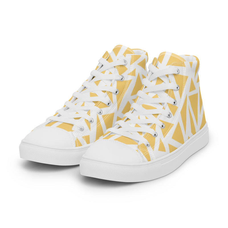 Yellow Triangle High Top #106 - Back View | HA!LO Canvas Sneakers