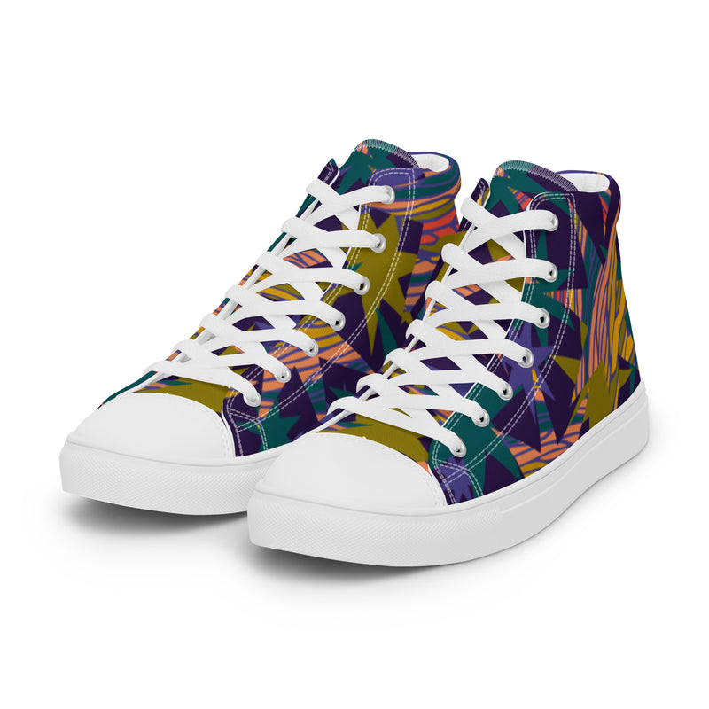 Abstract Tropical High Top #113 - Back View | HA!LO Canvas Sneakers