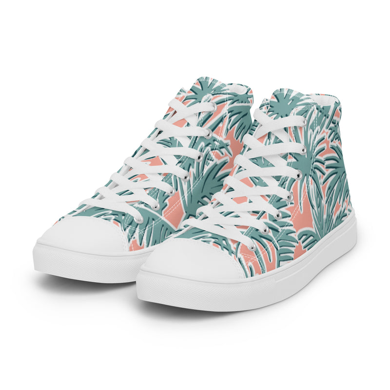 Monstera Leaf High Top #114 - Back View | HA!LO Canvas Sneakers