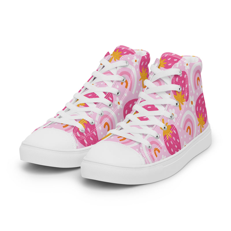 Rainbow Strawberry High Top #122 - Back View | HA!LO Canvas Sneakers