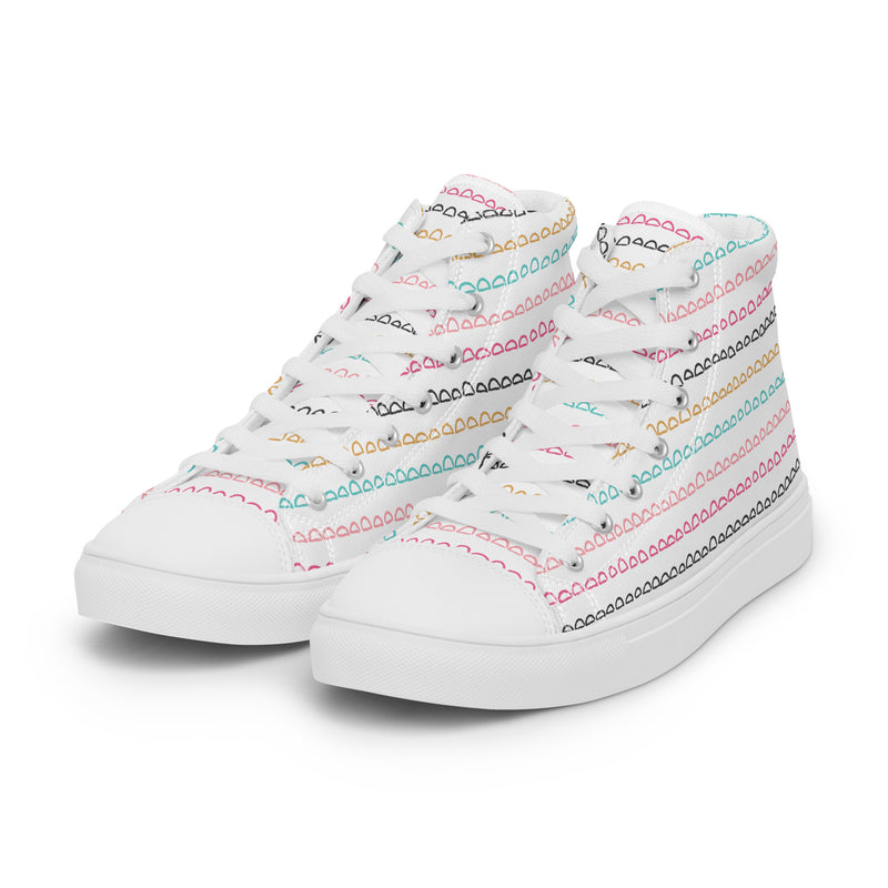 Pink Stitch Row High Top #128 - Back View | HA!LO Canvas Sneakers