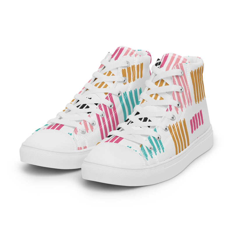 Pastel Stripe High Top #132 - Back View | HA!LO Canvas Sneakers