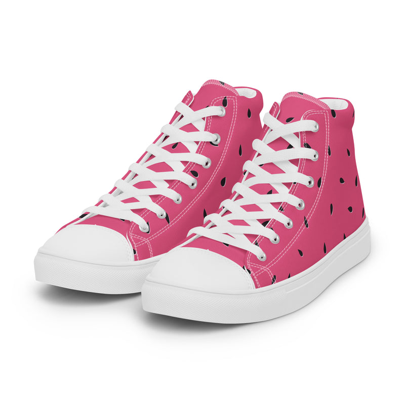 Pink Watermelon High Top #145 - Back View | HA!LO Canvas Sneakers