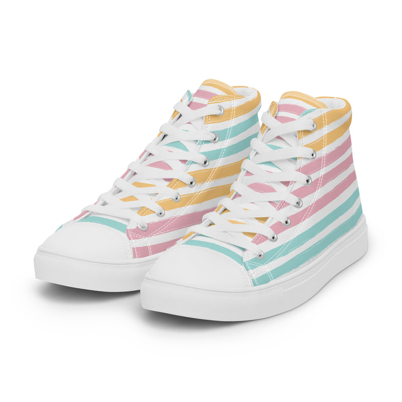 Sunset Stripe High Top #149 - Back View | HA!LO Canvas Sneakers