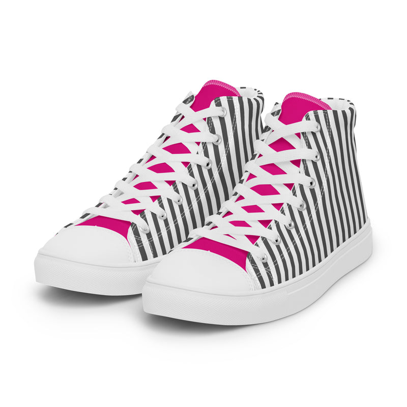 Striped Pinstripe High Top #160 - Back View | HA!LO Canvas Sneakers