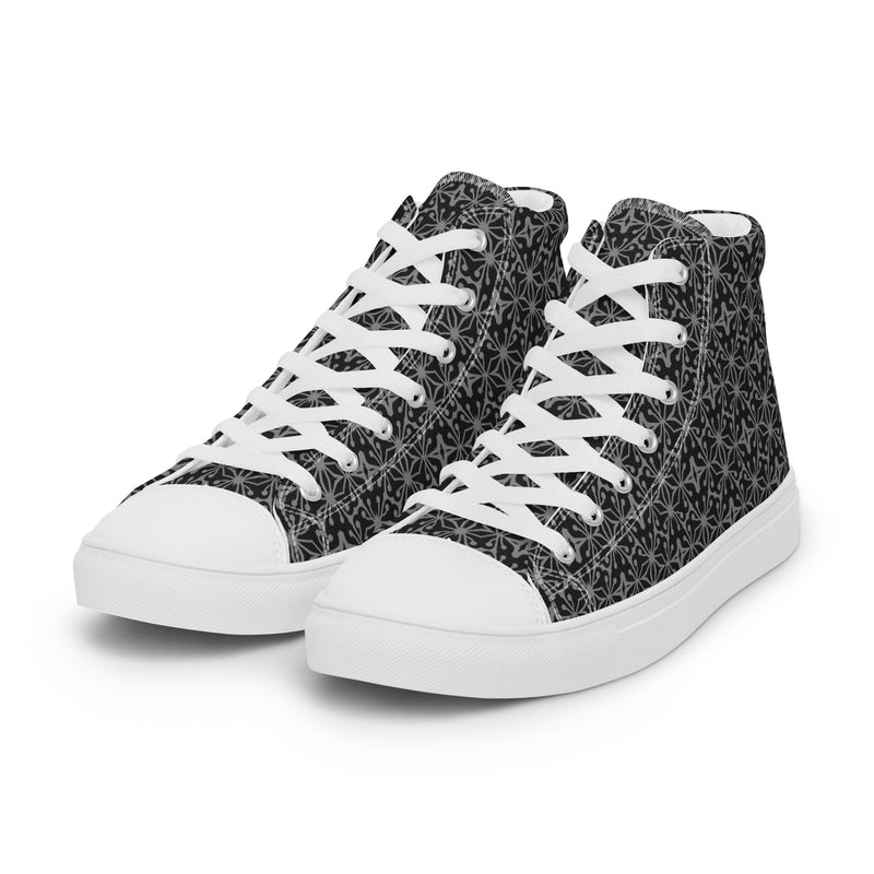 Black Lace High Top #177 - Back View | HA!LO Canvas Sneakers
