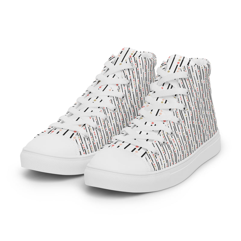 Black Stripe High Top #181 - Back View | HA!LO Canvas Sneakers
