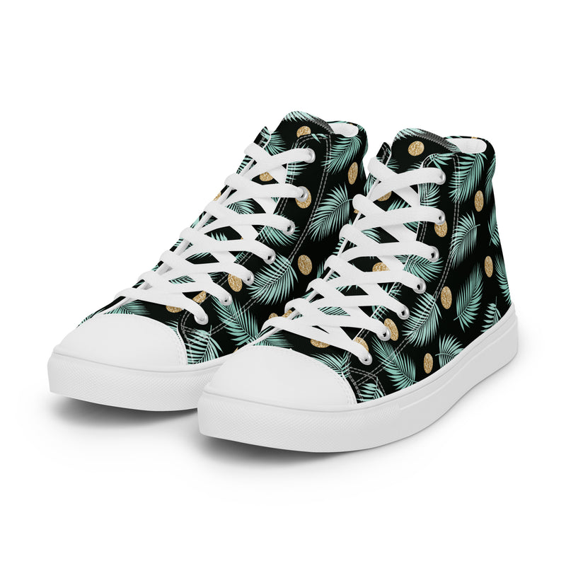 Tropical Palm High Top #184 - Back View | HA!LO Canvas Sneakers