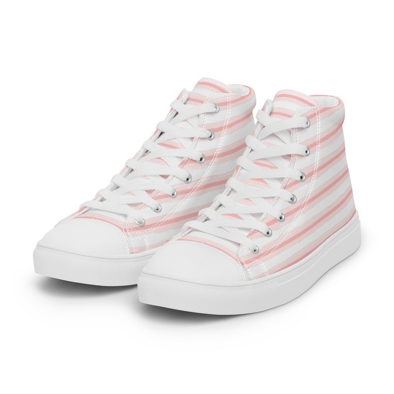 Coral Stripe High Top #188 - Back View | HA!LO Canvas Sneakers