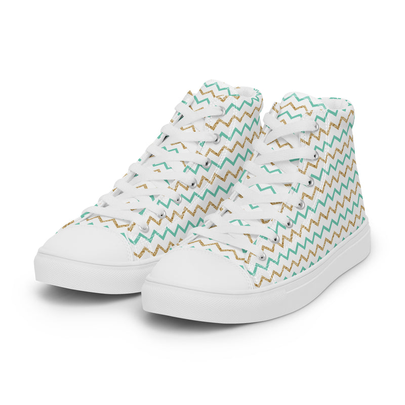 Mint Chevron High Top #189 - Back View | HA!LO Canvas Sneakers