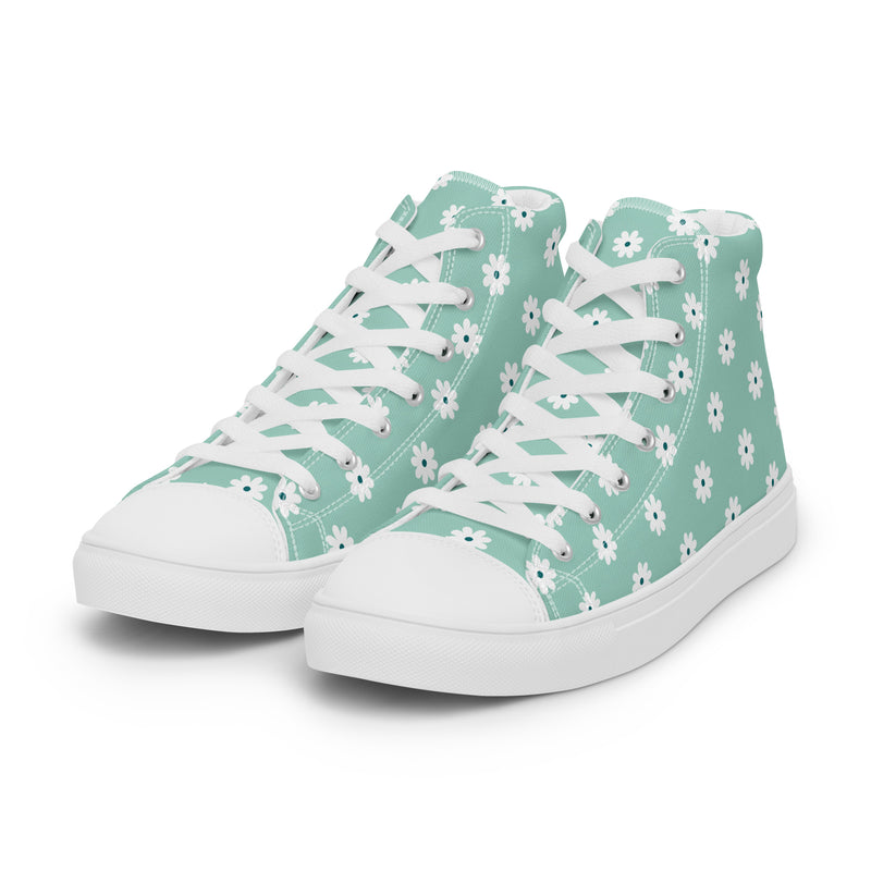 Mint Daisy High Top #203 - Back View | HA!LO Canvas Sneakers
