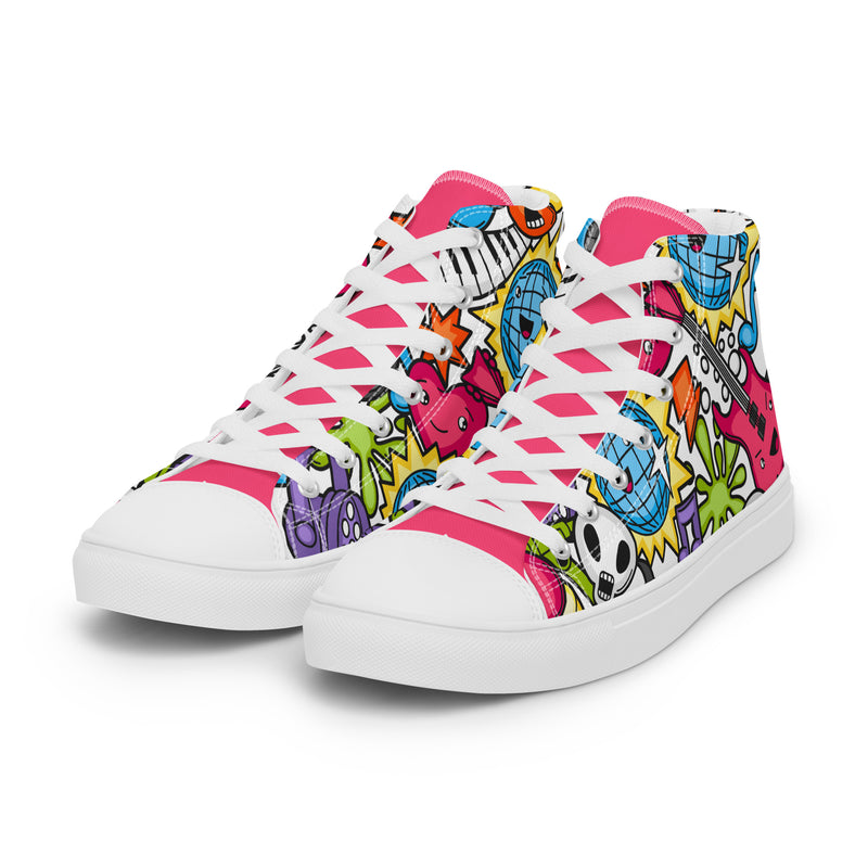 Sugar Skull High Top #218 - Back View | HA!LO Canvas Sneakers