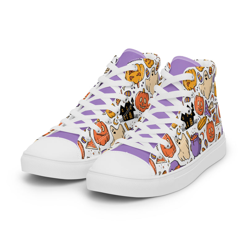 Pumpkin Cat High Top #233 - Back View | HA!LO Canvas Sneakers