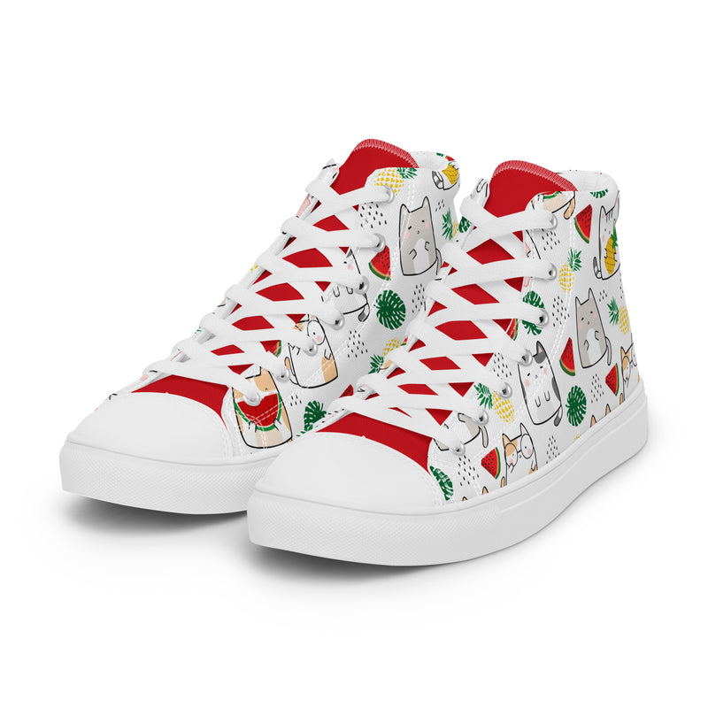 Christmas Cat High Top #247 - Back View | HA!LO Canvas Sneakers