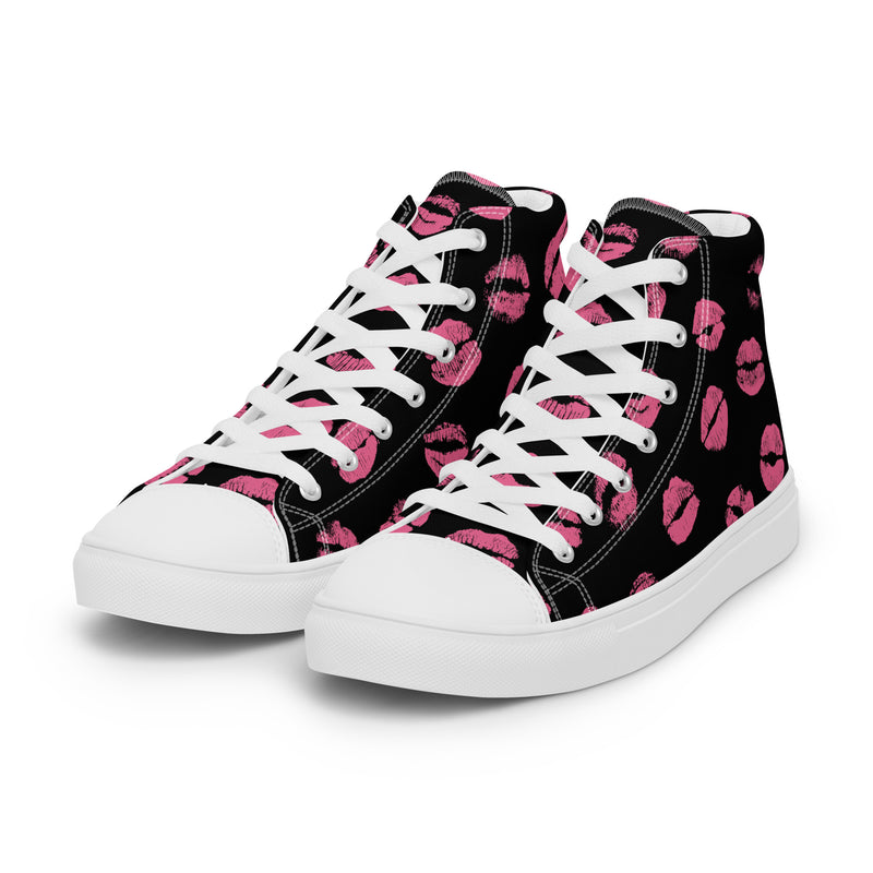Lipstick Kiss High Top #262 - Back View | HA!LO Canvas Sneakers
