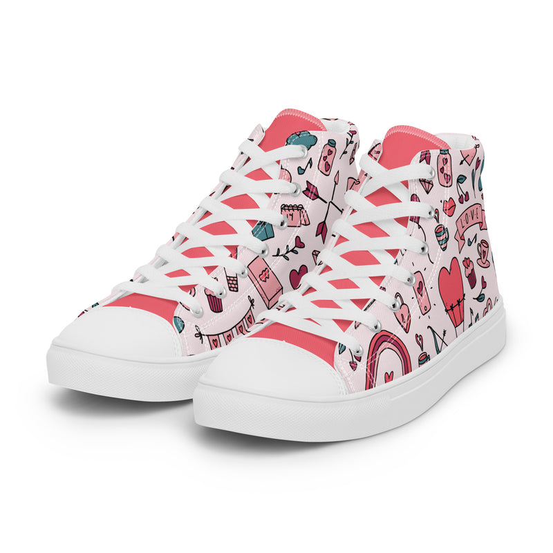 Valentine Doodle High Top #267 - Back View | HA!LO Canvas Sneakers