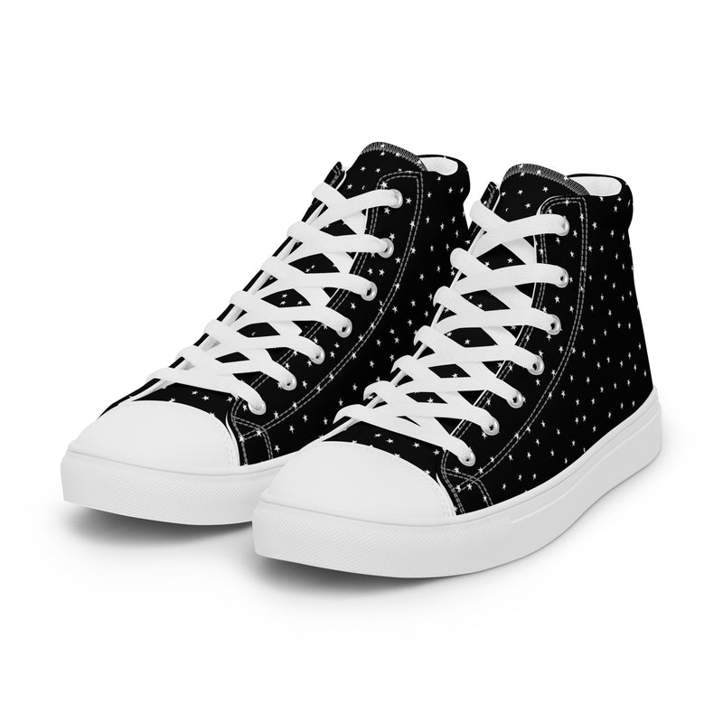 Black Polka Dot High Top #278 - Front View | HA!LO Canvas Sneakers