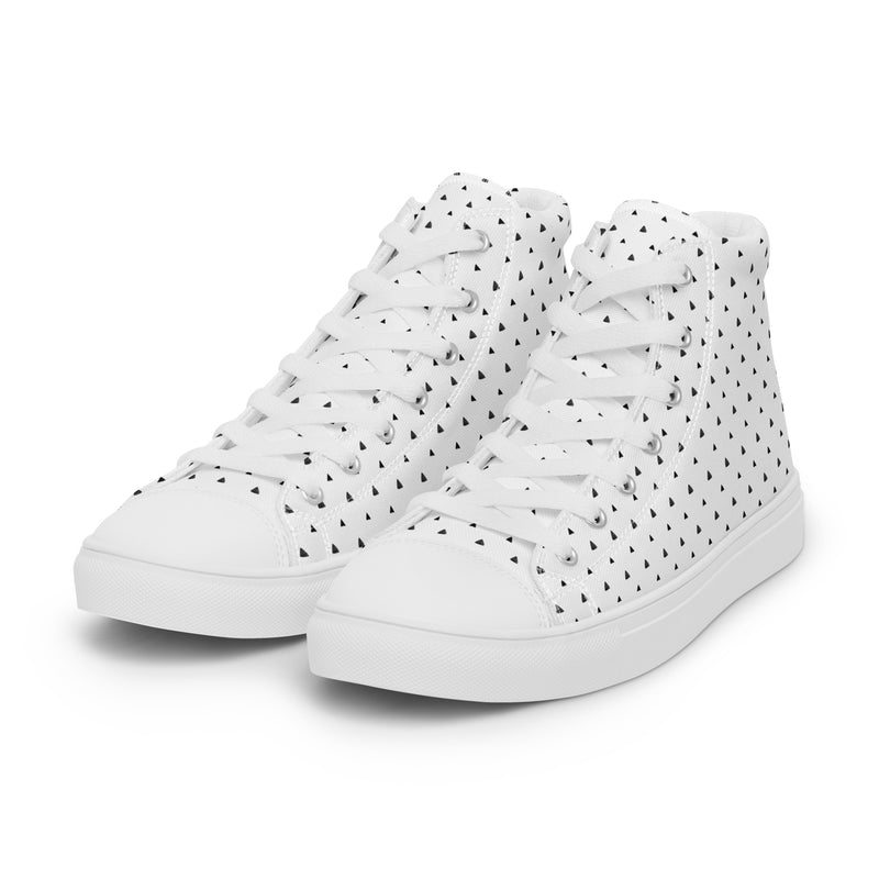 White Polka Dot High Top #281 - Back View | HA!LO Canvas Sneakers