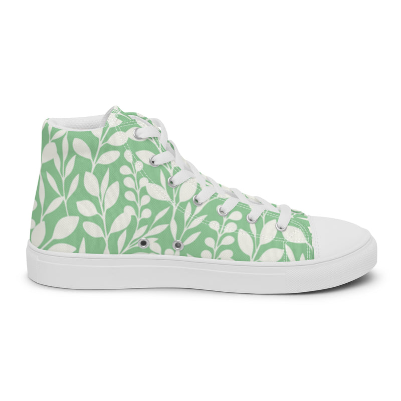 Mint Botanical High Top #7 - Angled View | HA!LO Canvas Sneakers