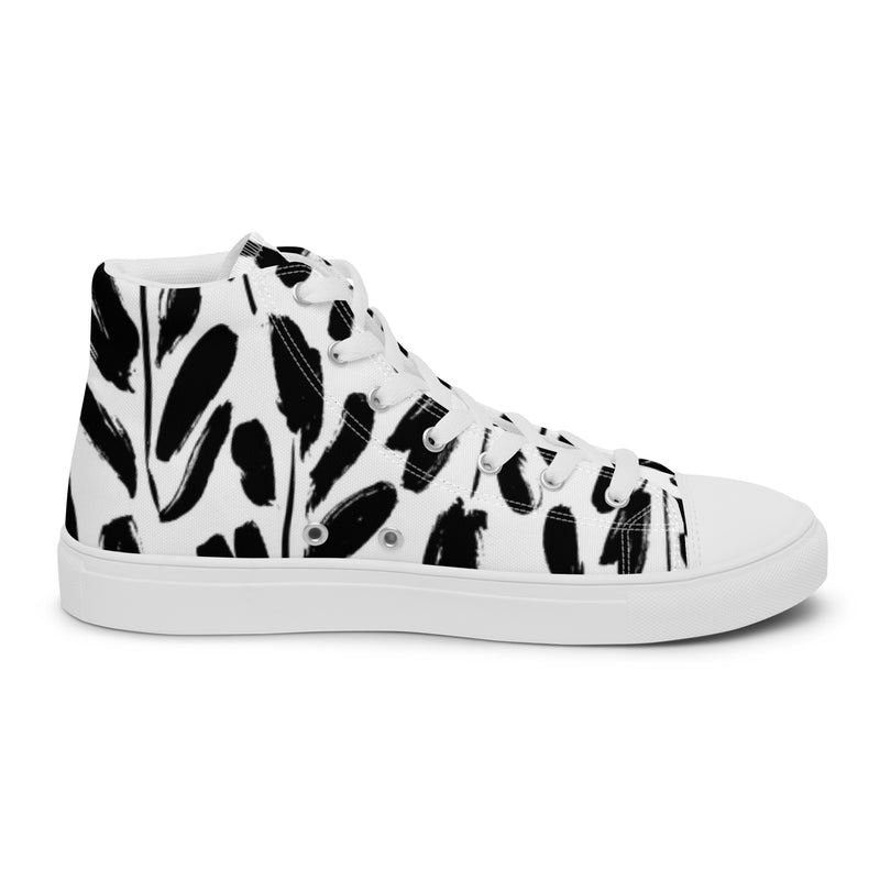 Black Brush High Top #13 - Angled View | HA!LO Canvas Sneakers