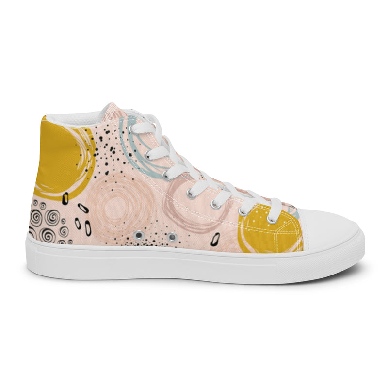 Boho Abstract High Top #14 - Angled View | HA!LO Canvas Sneakers