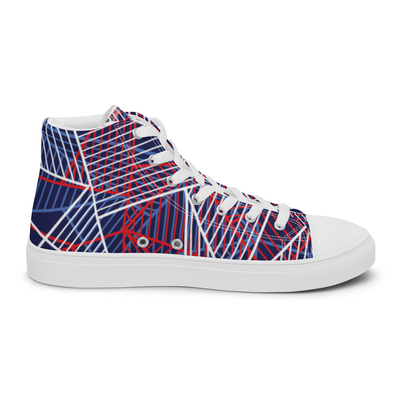 Pink Geometric High Top #15 - Angled View | HA!LO Canvas Sneakers