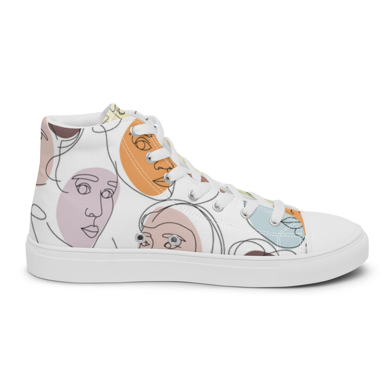 Abstract Face High Top #20 - Angled View | HA!LO Canvas Sneakers