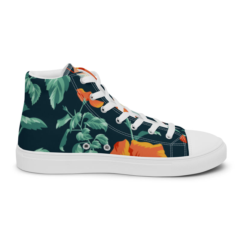 Tropical Orange High Top #23 - Angled View | HA!LO Canvas Sneakers