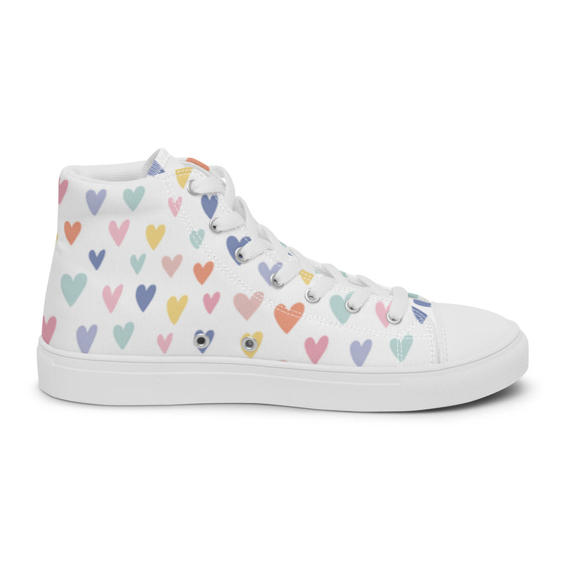 Colorful Heart High Top #27 - Angled View | HA!LO Canvas Sneakers