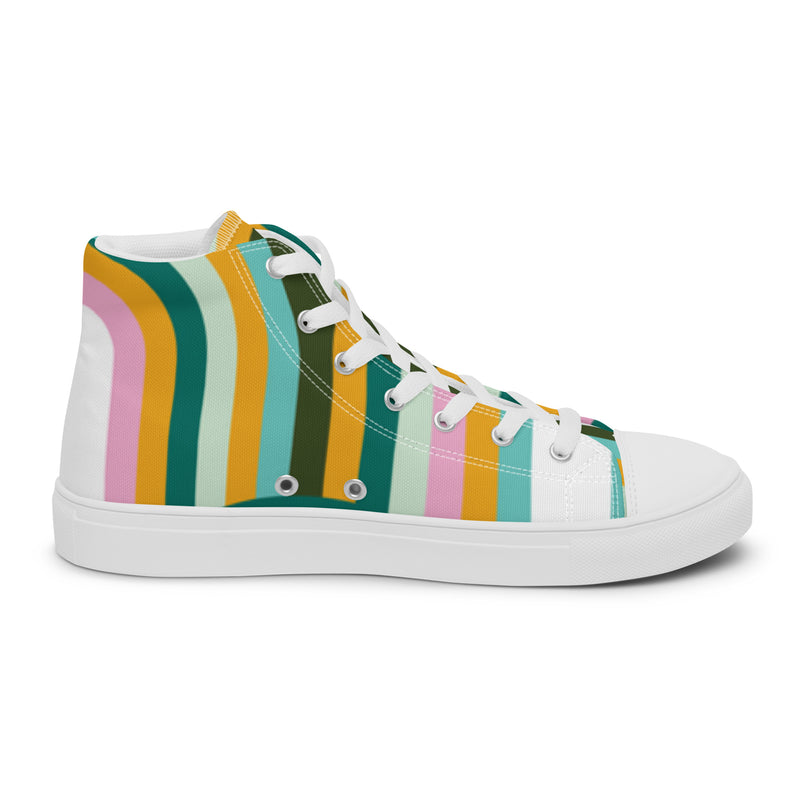 Retro Stripe High Top #29 - Angled View | HA!LO Canvas Sneakers