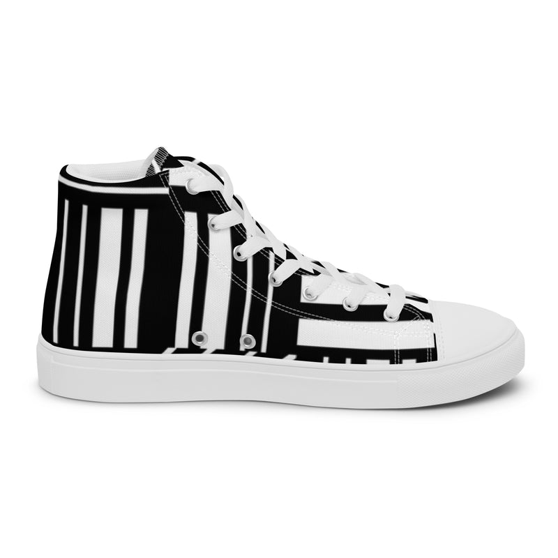 Zebra Stripe High Top #31 - Angled View | HA!LO Canvas Sneakers