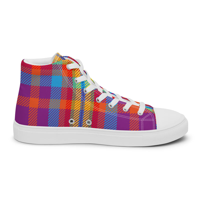 Colorful Tartan High Top #35 - Angled View | HA!LO Canvas Sneakers
