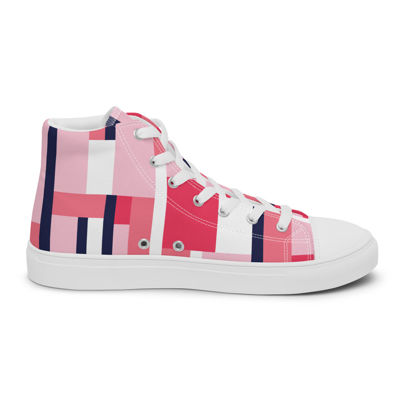 Pink Block High Top #40 - Angled View | HA!LO Canvas Sneakers
