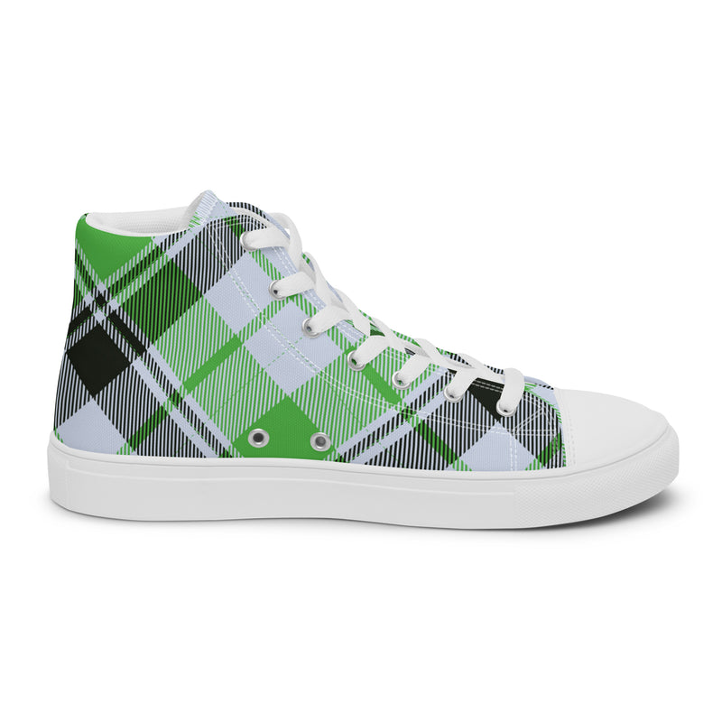 Green Argyle High Top #41 - Angled View | HA!LO Canvas Sneakers