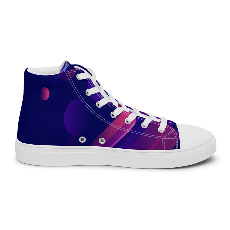 Purple Galaxy High Top #45 - Angled View | HA!LO Canvas Sneakers