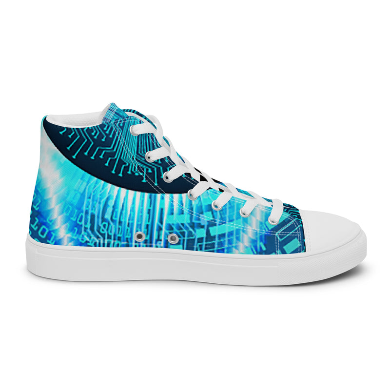 Blue Sunburst High Top #49 - Angled View | HA!LO Canvas Sneakers