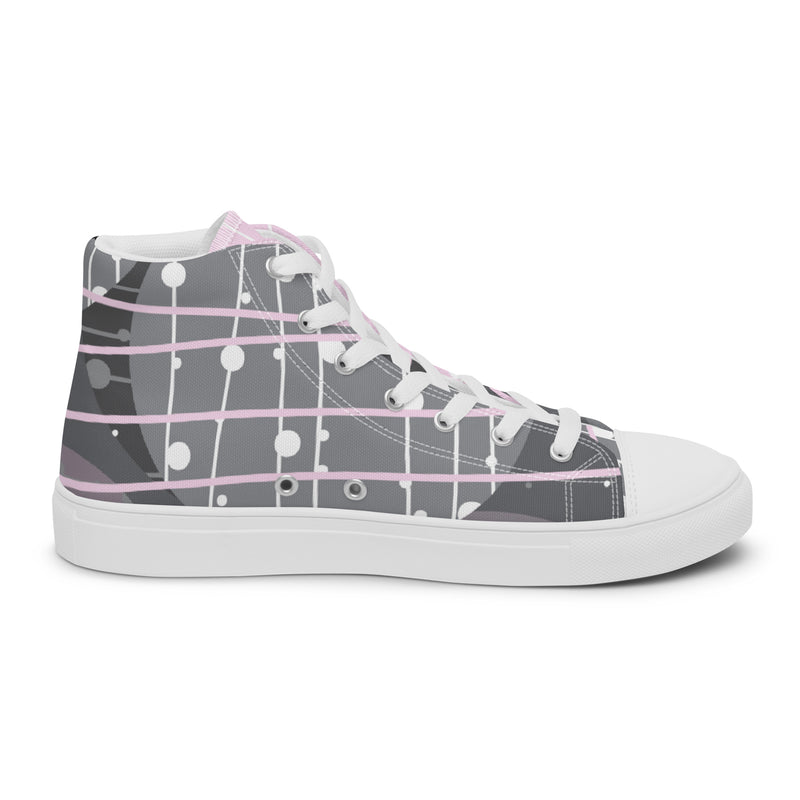 Pink Cloud High Top #51 - Angled View | HA!LO Canvas Sneakers