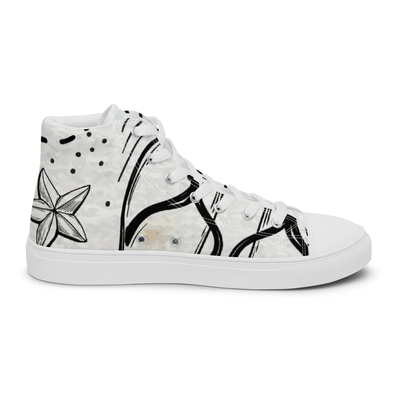 Travel Text High Top #54 - Angled View | HA!LO Canvas Sneakers
