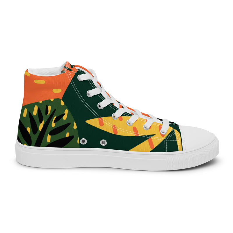 African Print High Top #55 - Angled View | HA!LO Canvas Sneakers
