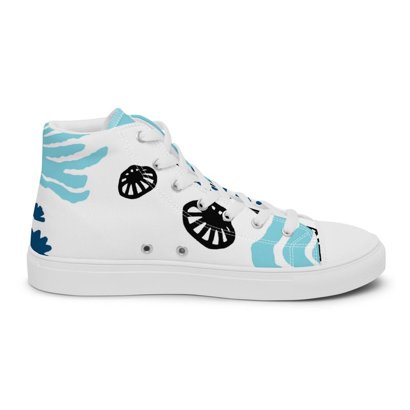 Blue Dot Abstract High Top #57 - Angled View | HA!LO Canvas Sneakers