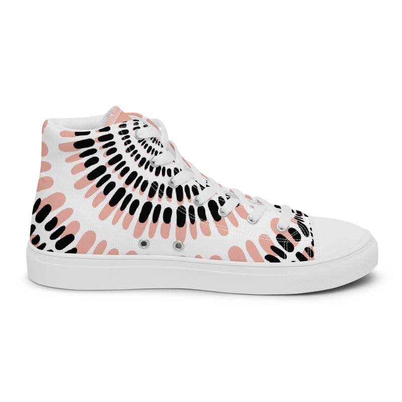 Coral Tie Dye High Top #70 - Angled View | HA!LO Canvas Sneakers