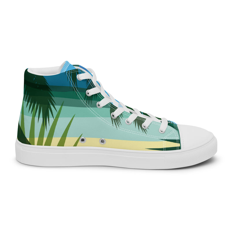 Palm Paradise High Top #73 - Angled View | HA!LO Canvas Sneakers